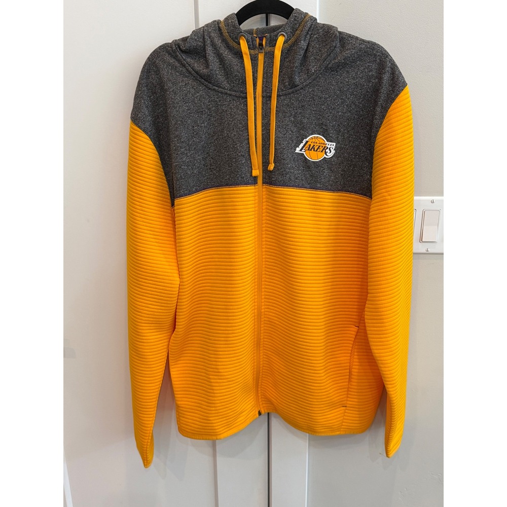 NBA Los Angeles Lakers TX3 Warm Full Zip Hoodie Mens XL Gold Charcoal Grey